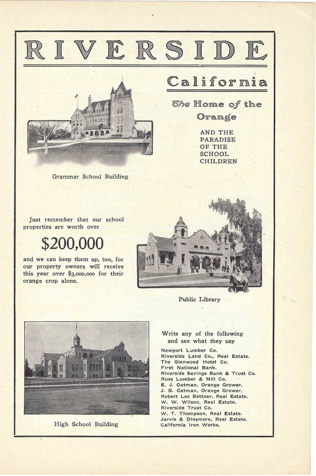 1906 Antique Magazine Article, Riverside, California. The Home of the Orange