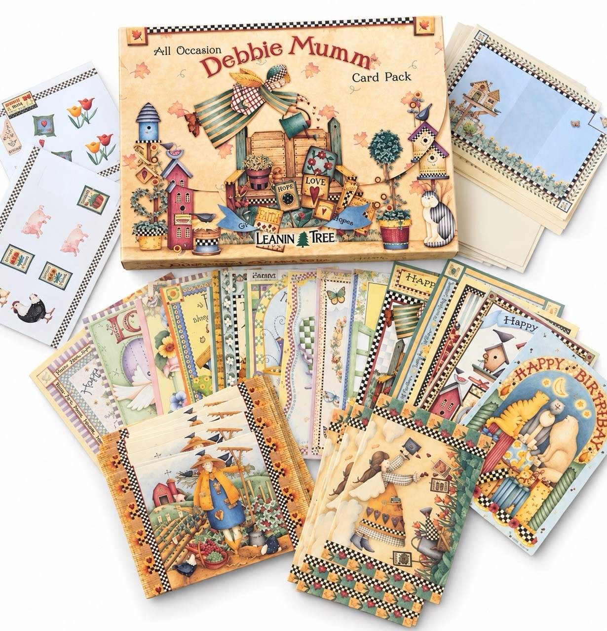 Vintage Debbie Mumm 25 Assorted Greeting Cards Mixed Lot All Occasions, Stickers