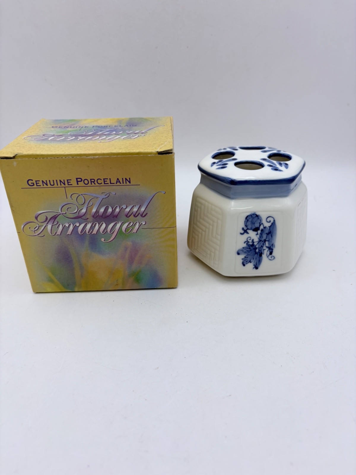 New in Box Blue and White Porcelain Flower Floral Arranger / Vase New in Box Blue and White Porcelain Flower Floral Arranger / Vase
