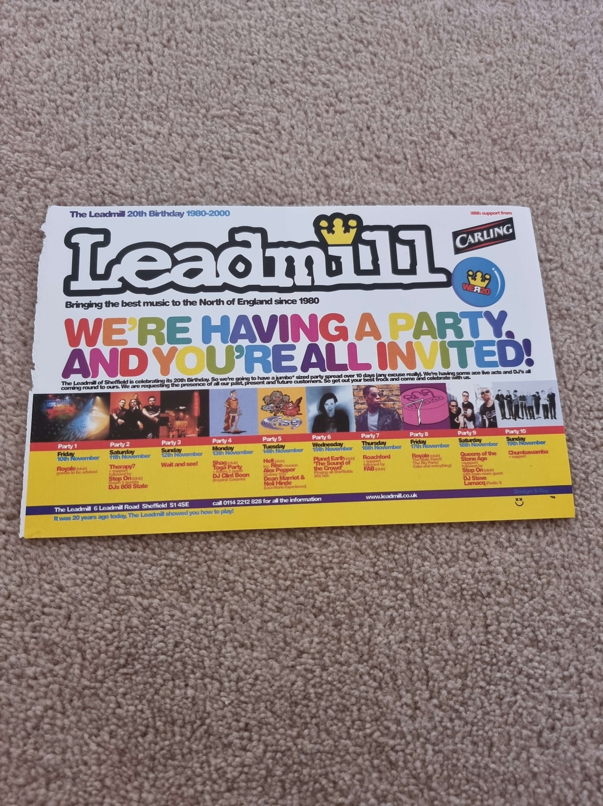 TNEWM115 ADVERT 5X8 LEADMILL 20TH BIRTHDAY : ROYALE, PLANET EARTH