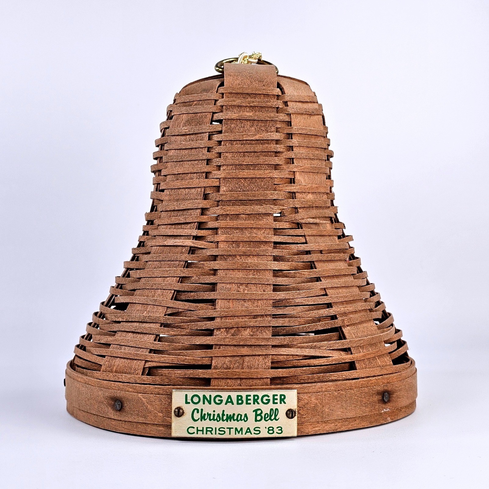 Vintage Longaberger Christmas Bell Basket 1983 Handwoven Holiday Decor Brown