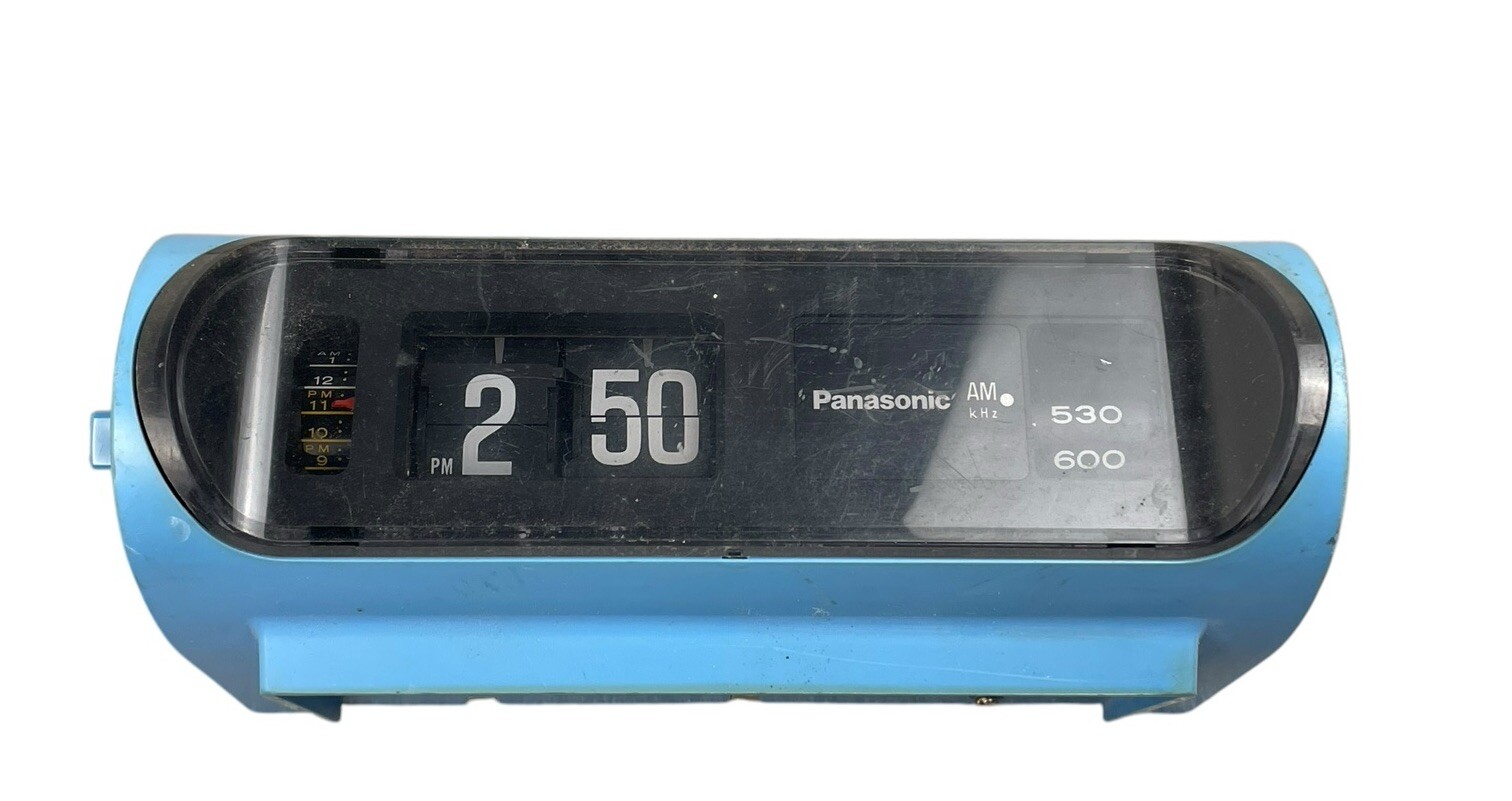 Vintage 70's Panasonic Flip Clock RC-1103 AM Blue Tested