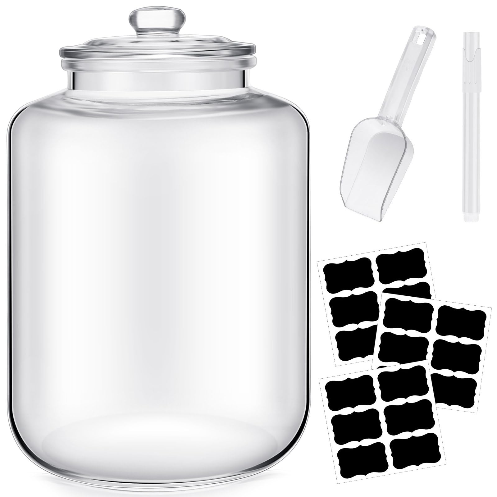 Yaomiao 6 Gallon Glass Jar Lid Large Cookie Jar Big Opening Airtight Food Yaomiao 6 Gallon Glass Jar Lid Large Cookie Jar Big Opening Airtight Food