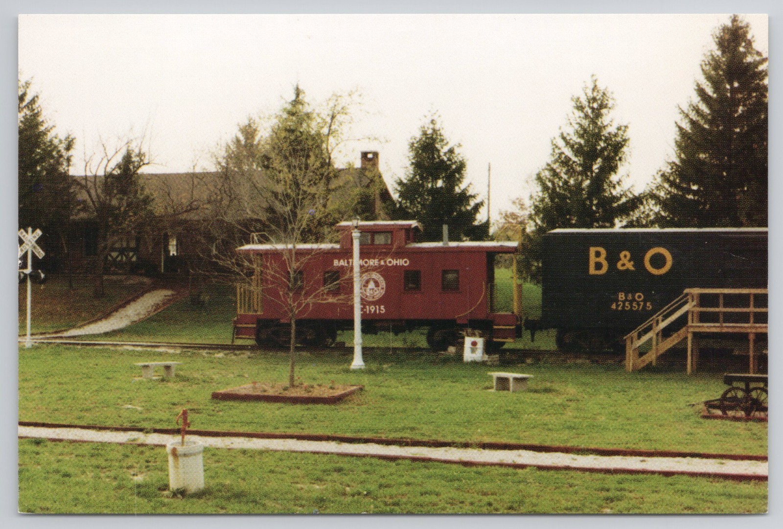 Baltimore & Ohio Railroad Museum Depot in Park Willard Ohio Caboose Postcard Baltimore & Ohio Railroad Museum Depot in Park Willard Ohio Caboose Postcard