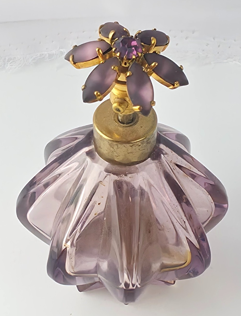 Irice W Rice & Co. West Germany Purple Rhinestone Perfume Atomizer Bottle