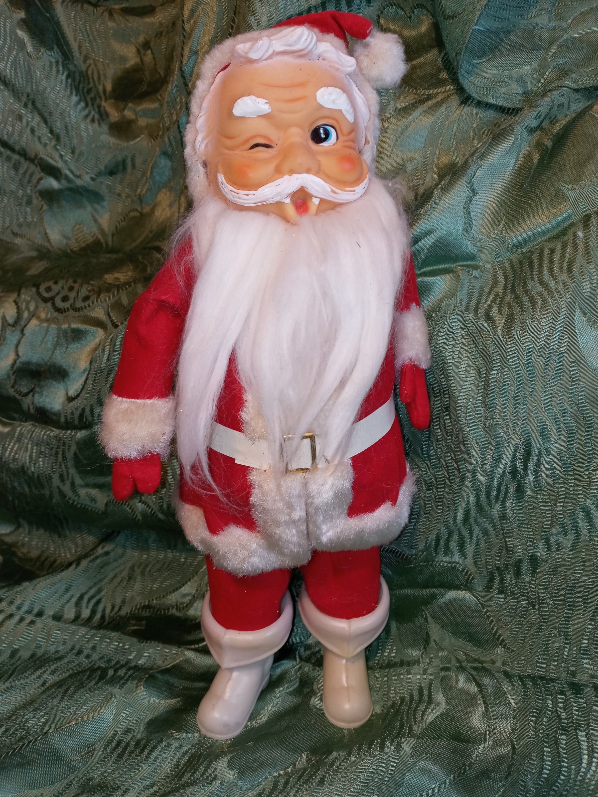 Vintage Holiday Mid Century Winking Santa Claus Rubber Face Doll ~ Japan Vintage Holiday Mid Century Winking Santa Claus Rubber Face Doll ~ Japan