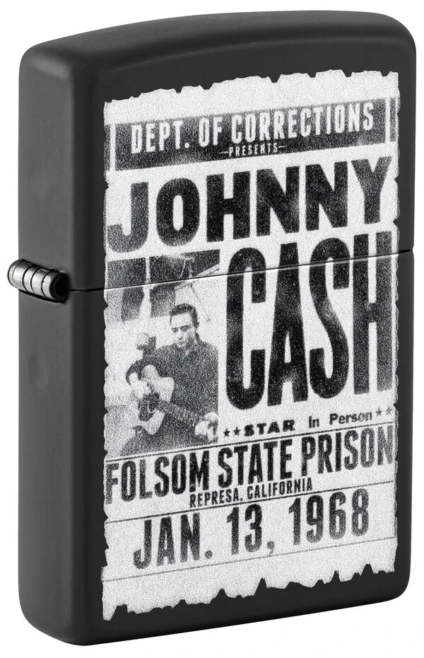 Zippo Johnny Cash Folsom Prison Design Black Matte Color Image 46490 Zippo Johnny Cash Folsom Prison Design Black Matte Color Image 46490