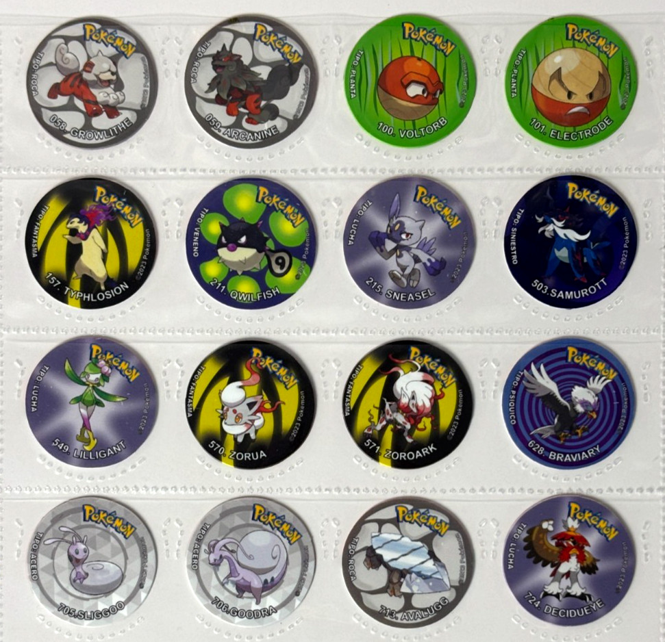 2025 TAZOS POKEMON Region HISUI Full Set 16/16 Peru Edition Pogs Zoroark