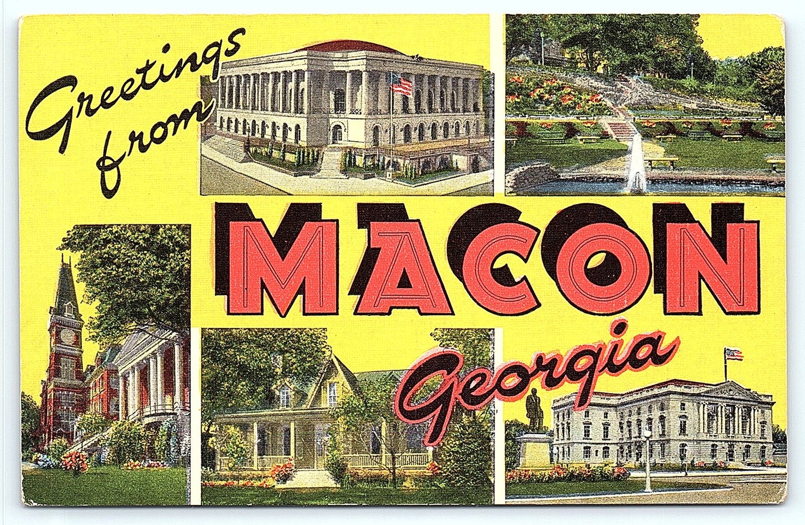 Vintage Multi-View Postcard - Greetings from Macon, Georgia