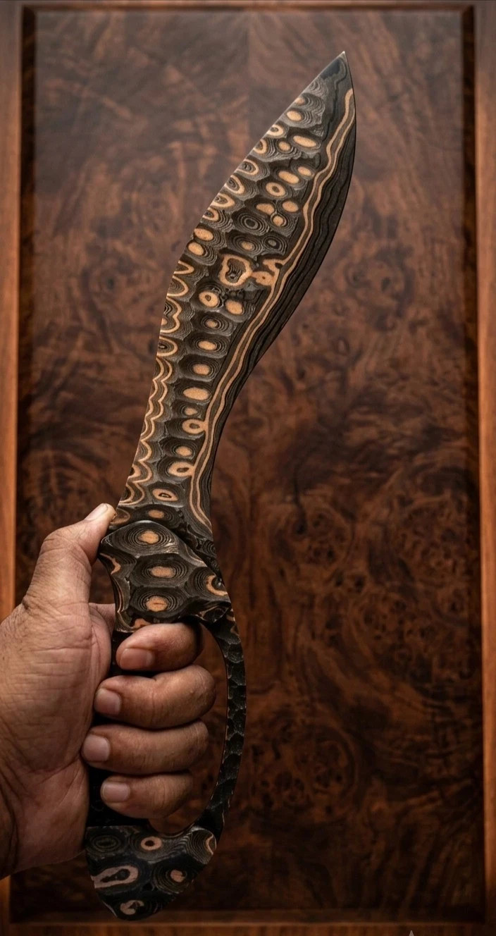 Custom Handmade Copper Damascus Steel Knife Blank Blade Knife Hunting Knife