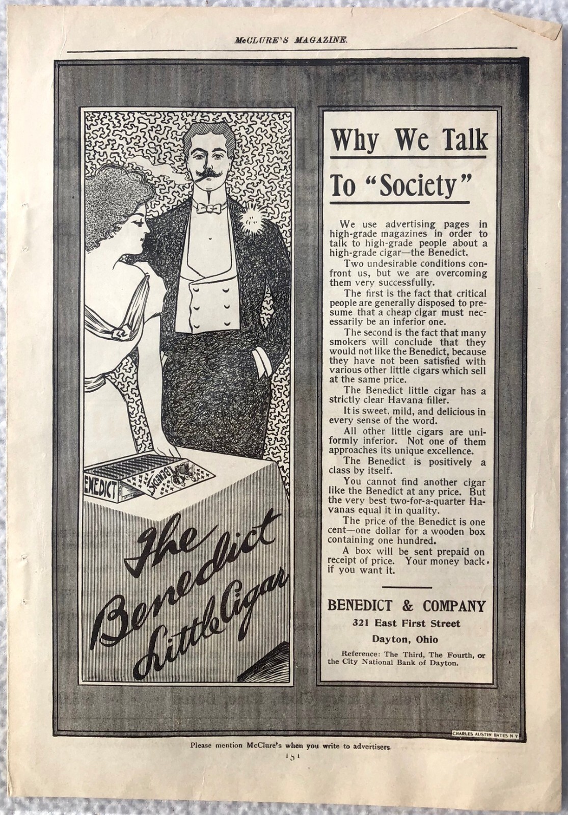 Antique 1899 The Benedict Little Cigar/Rudyard Kipling Print Ad - 7\