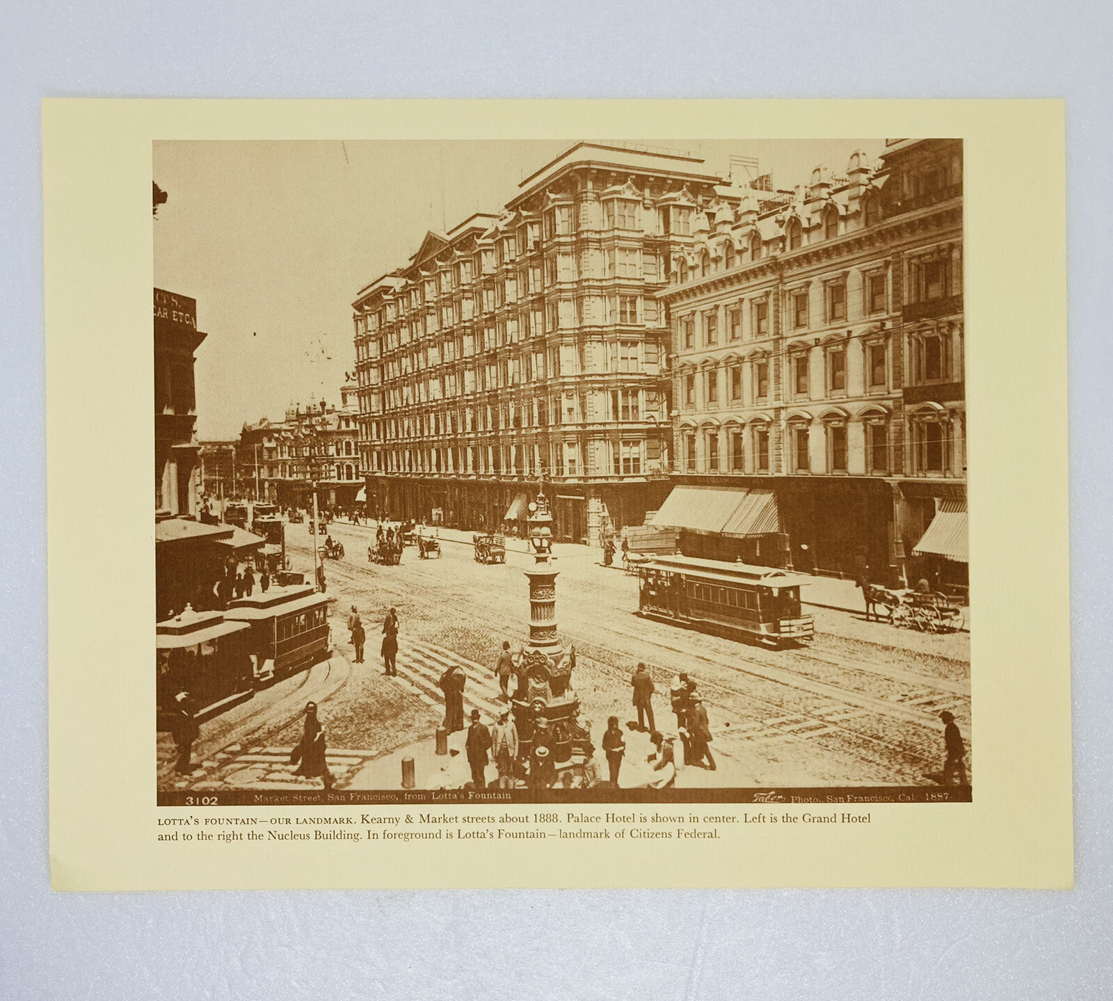 Vintage 1888 Photo San Francisco Kearny & Market St Palace Hotel Cable Cars1B Vintage 1888 Photo San Francisco Kearny & Market St Palace Hotel Cable Cars1B