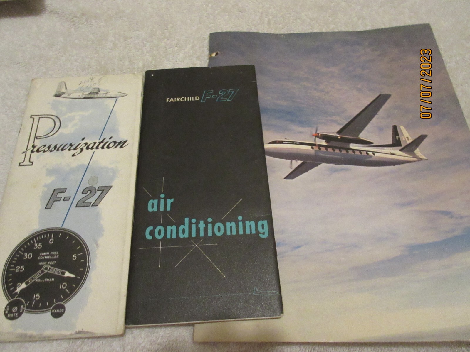 RARE c1960 Fairchild F-27-F pressurization air condition manuals specs brochure