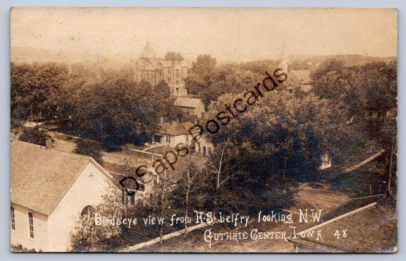 K69/ Guthrie Center Iowa RPPC Postcard c1910 Birdseye School Church Home 455 K69/ Guthrie Center Iowa RPPC Postcard c1910 Birdseye School Church Home 455