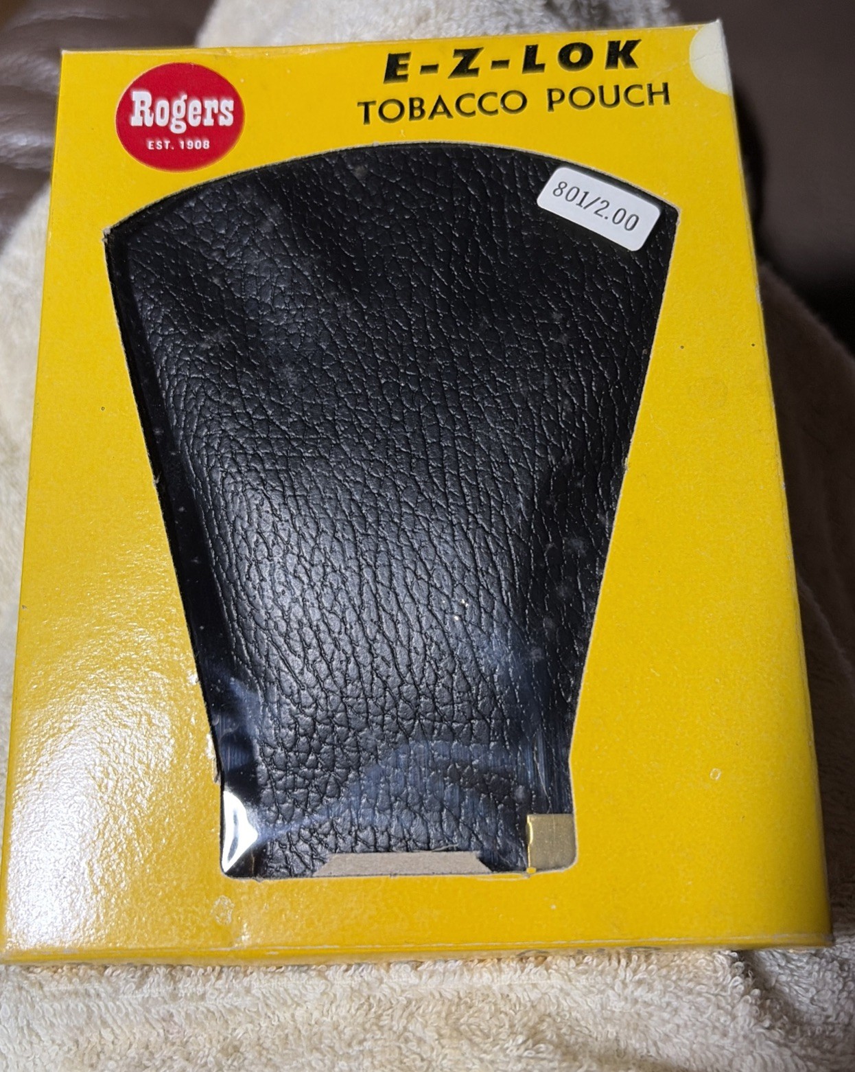 Vintage Rogers E-Z-Lok Black Leather Tobacco Pouch Case - New In Package Vintage Rogers E-Z-Lok Black Leather Tobacco Pouch Case - New In Package