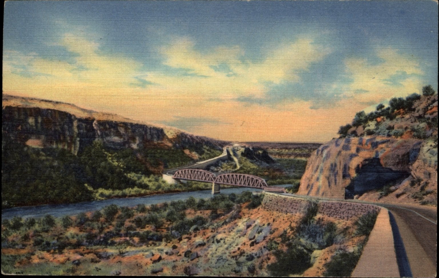 Pecos River Highway Bridge SW TX vintage postcard c719 Pecos River Highway Bridge SW TX vintage postcard c719