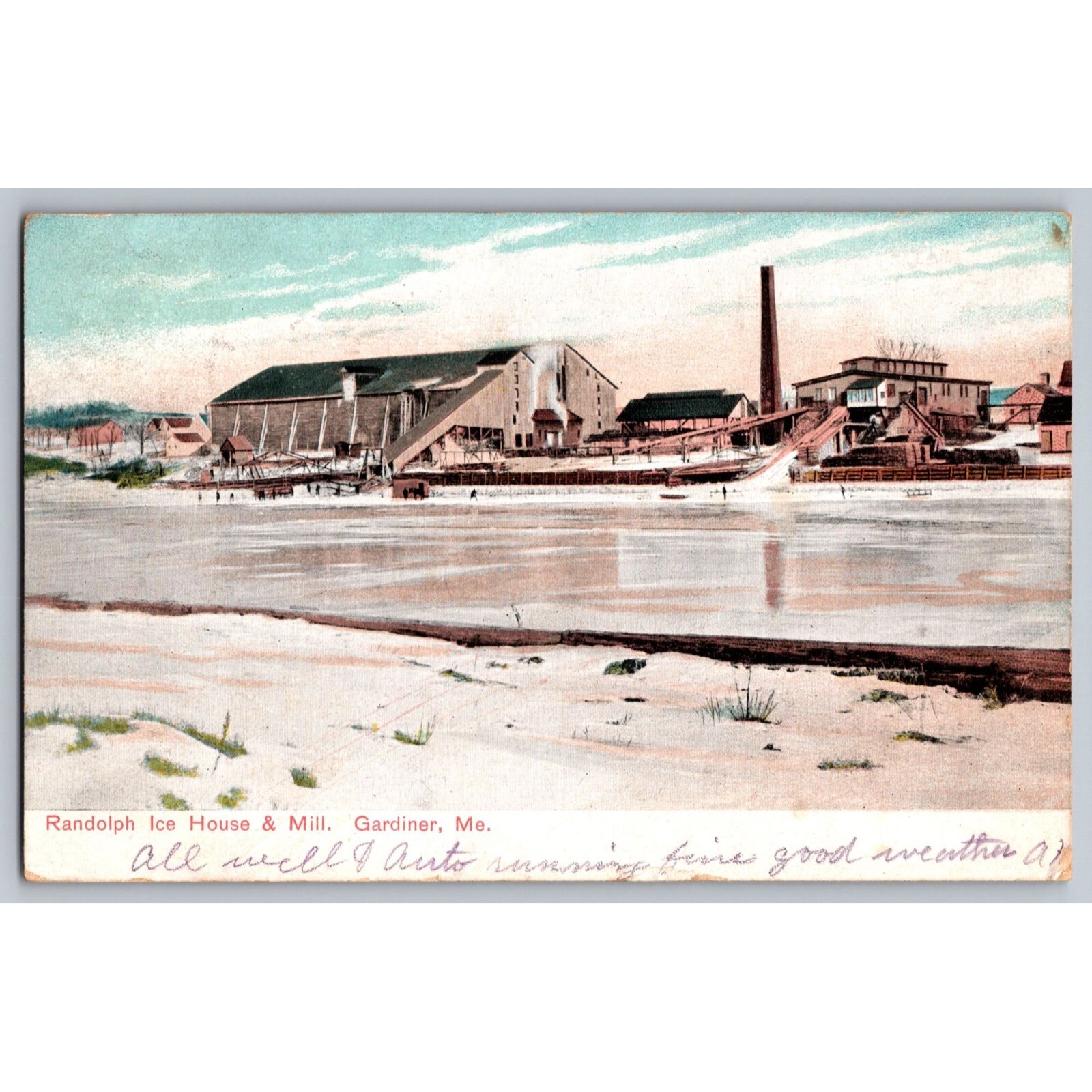 Postcard Posted 1908 Maine Undivided Randolph Ice House & Mill Gardiner #739 Postcard Posted 1908 Maine Undivided Randolph Ice House & Mill Gardiner #739