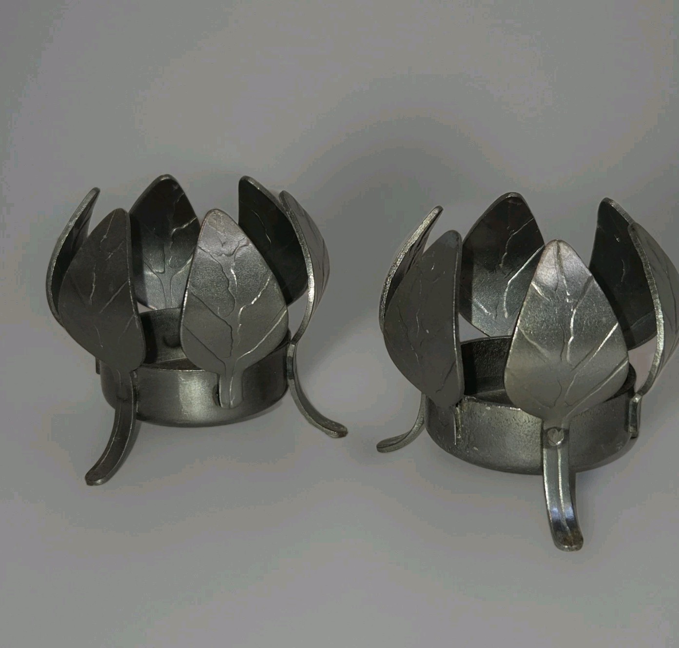 Swedish Candle Holders Pewter Tealight Bud Shape Bostrom Original Modell VTG 2