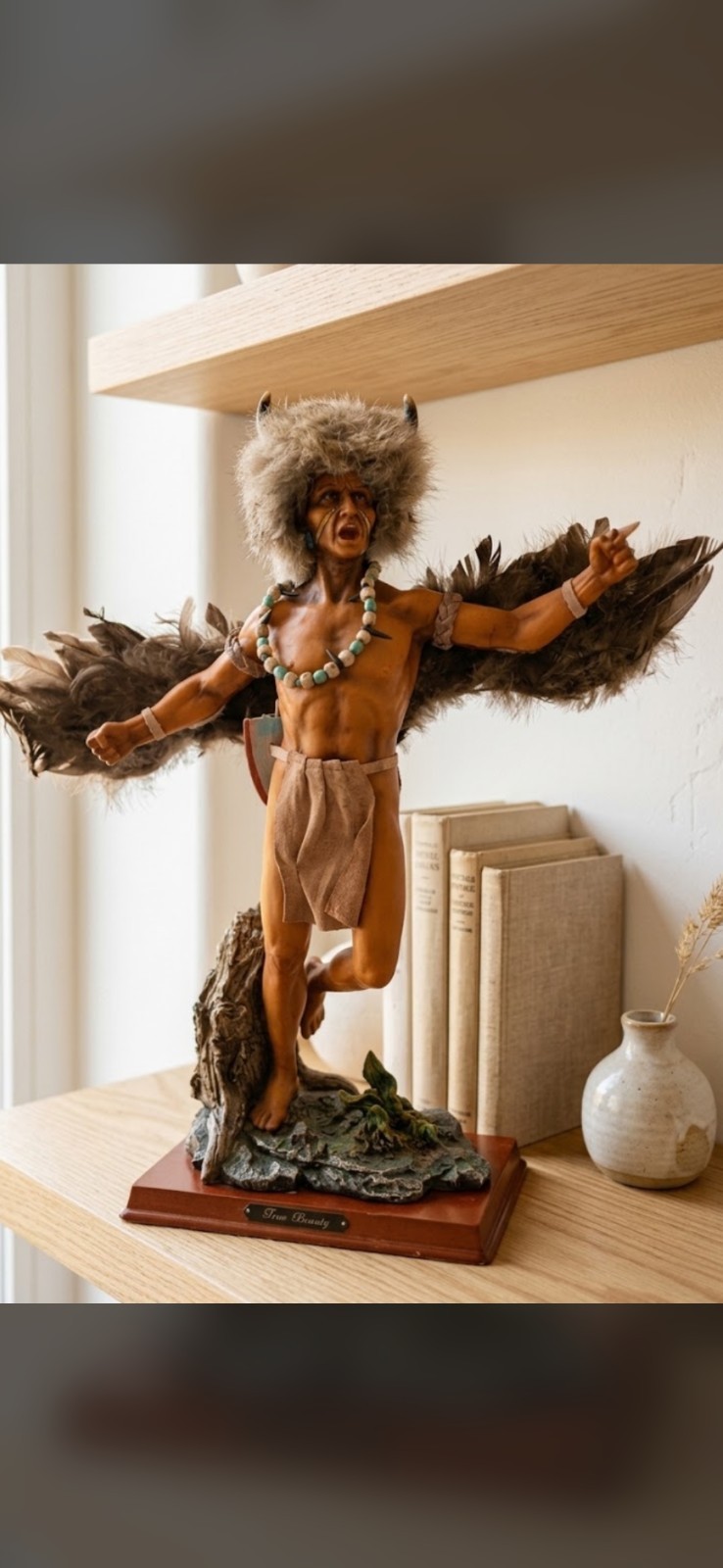 ​Native American Indian Warrior Winged Statue Figurine True Beauty Decor