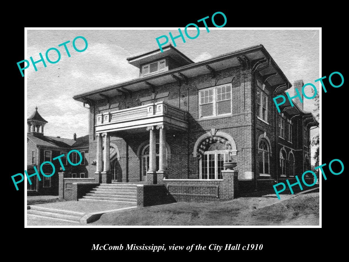 Mccomb Mississippi View Of City Hall c1910 Old Large Historic Photo