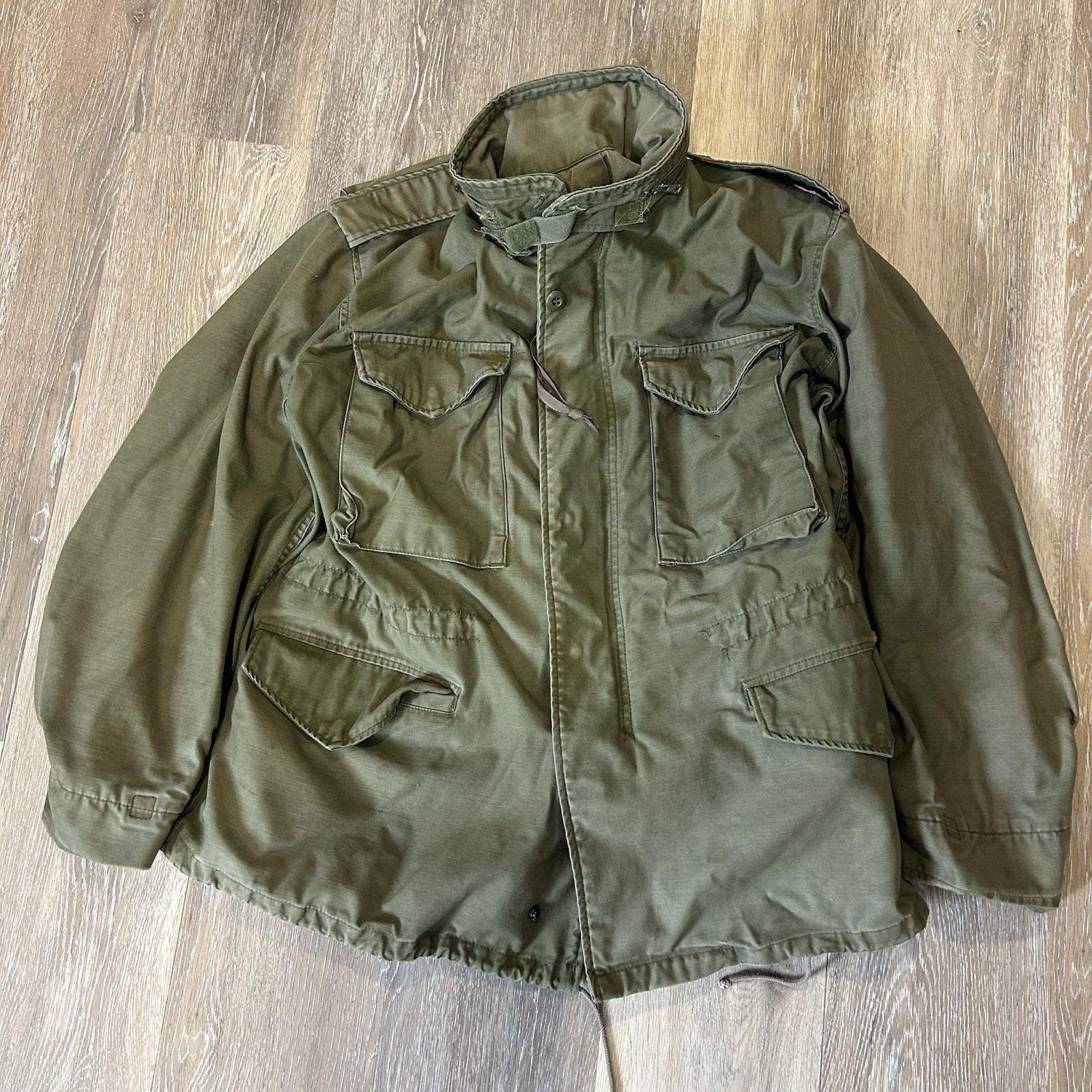 Vintage 70s Military M65 Field Jacket OG-107 Cold Weather USA Army Medium