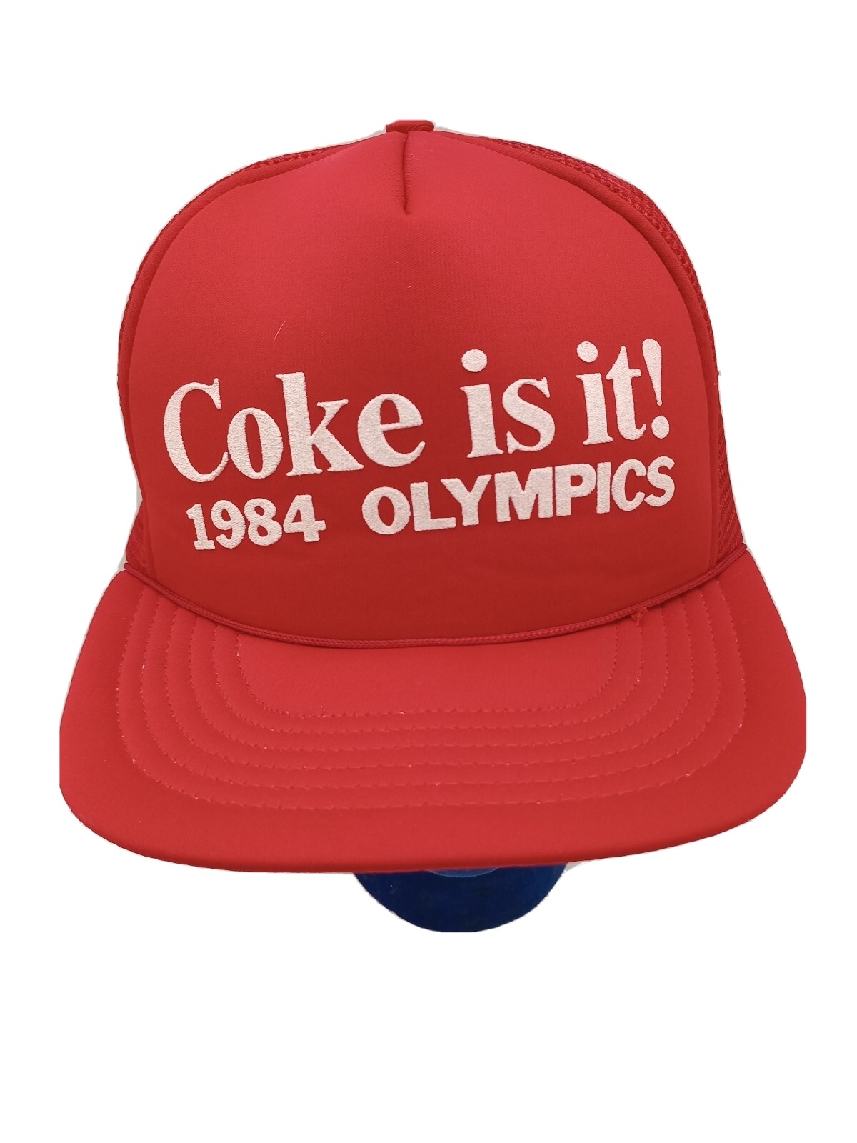 Vtg 1984 Coke Is It, Olympics Red Mesh Snapback Trucker Hat, Estate Sale Vtg 1984 Coke Is It, Olympics Red Mesh Snapback Trucker Hat, Estate Sale