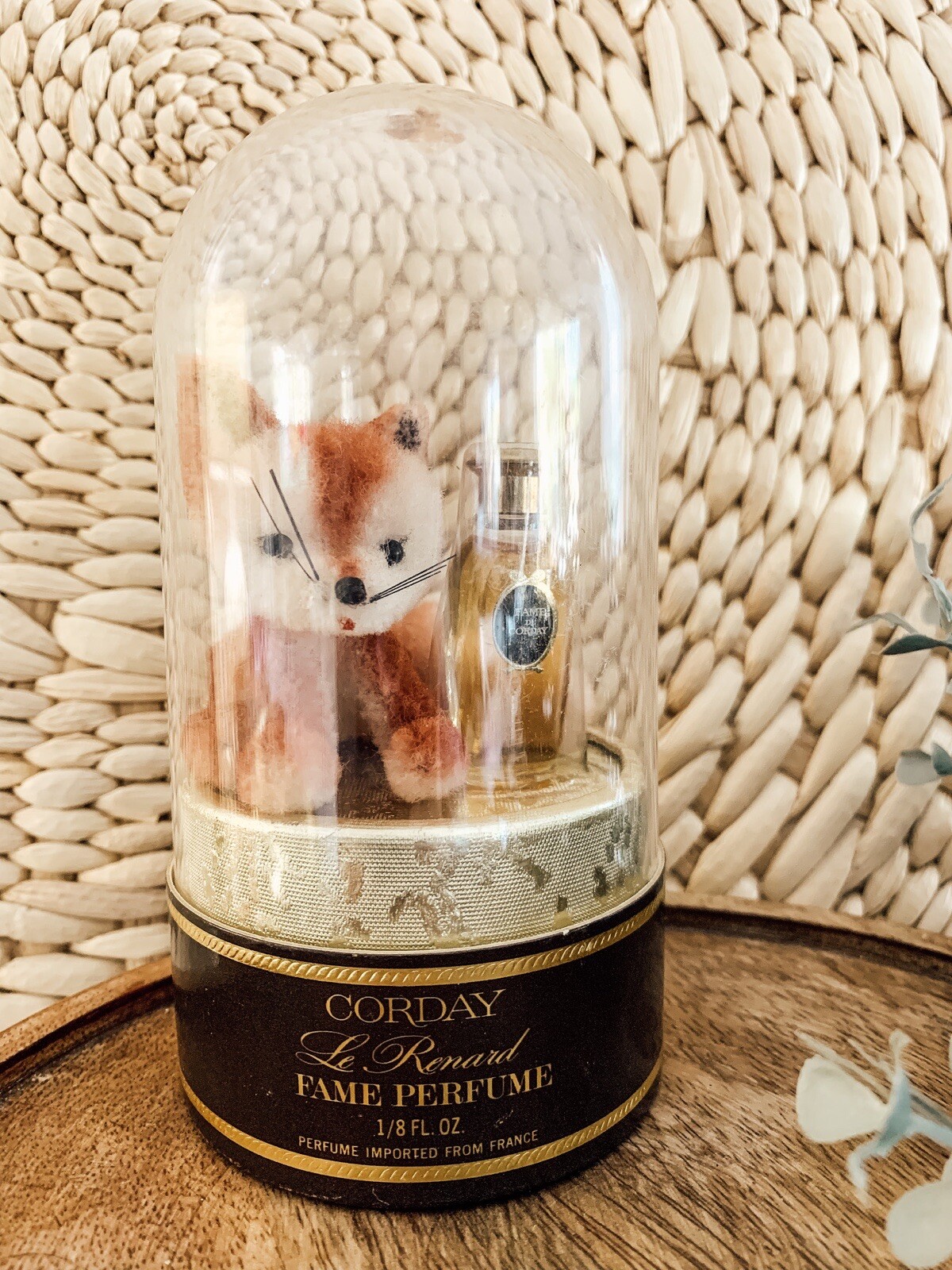 Vintage Fame De Corday Le Renard Fame Perfume NOS Rare Edition Plush Fox in Dome