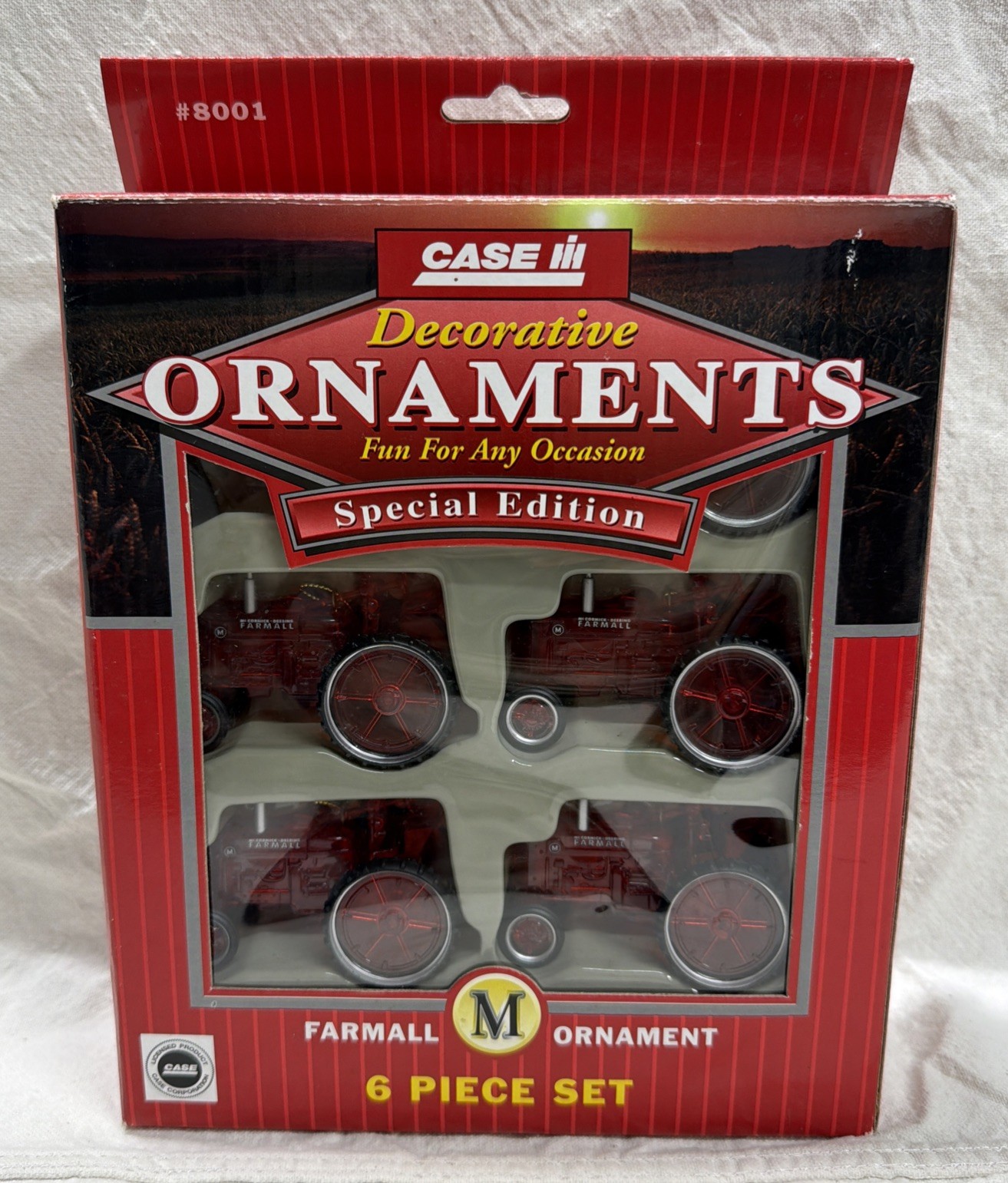 OFFICIAL CASE IH Farmall M RED Tractors Christmas Ornament 6 PIECE Set #8001 NIB OFFICIAL CASE IH Farmall M RED Tractors Christmas Ornament 6 PIECE Set #8001 NIB