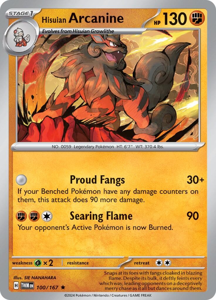 Hisuian Arcanine Reverse Holofoil [TWM - 100/167]