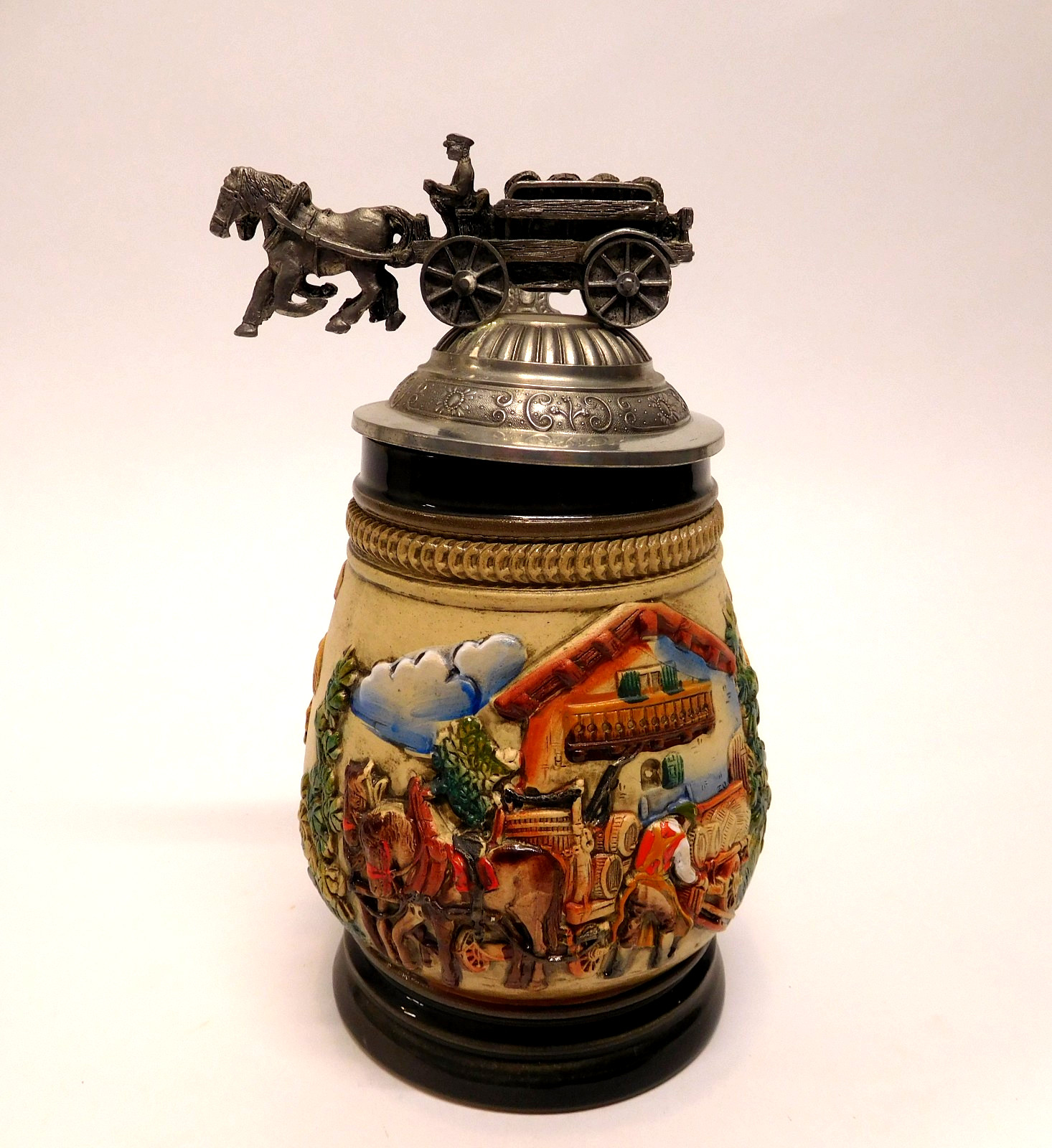 Vintage Zoller & Born Limited Edition Beer Stein Horses Beer Wagon Pewter Lid Vintage Zoller & Born Limited Edition Beer Stein Horses Beer Wagon Pewter Lid