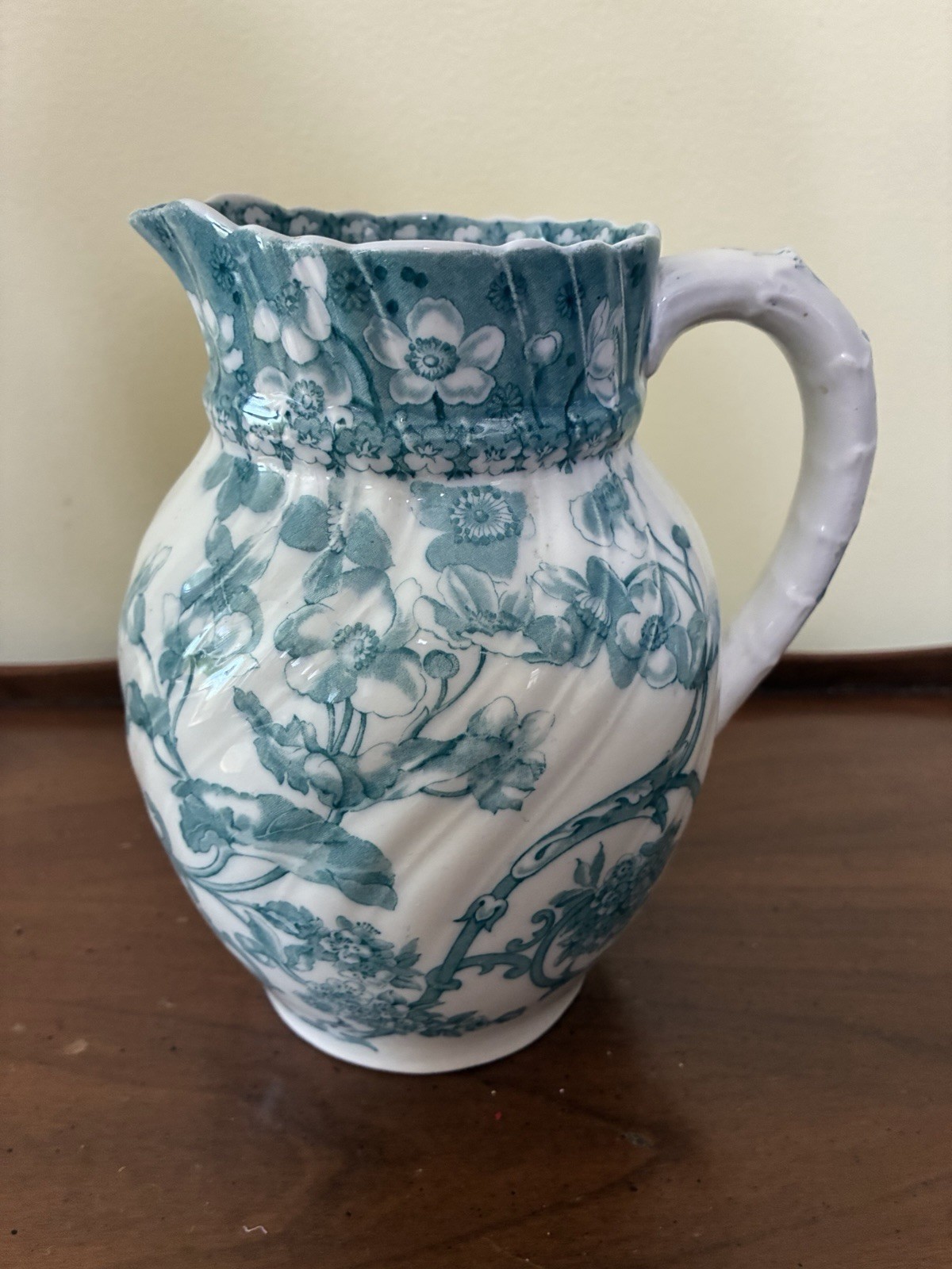 Antique French Terre de Fer Floral Transferware Jug