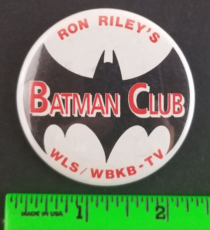 Vintage Ron Riley's Batman TV Station Pinback Pin Vintage Ron Riley's Batman TV Station Pinback Pin