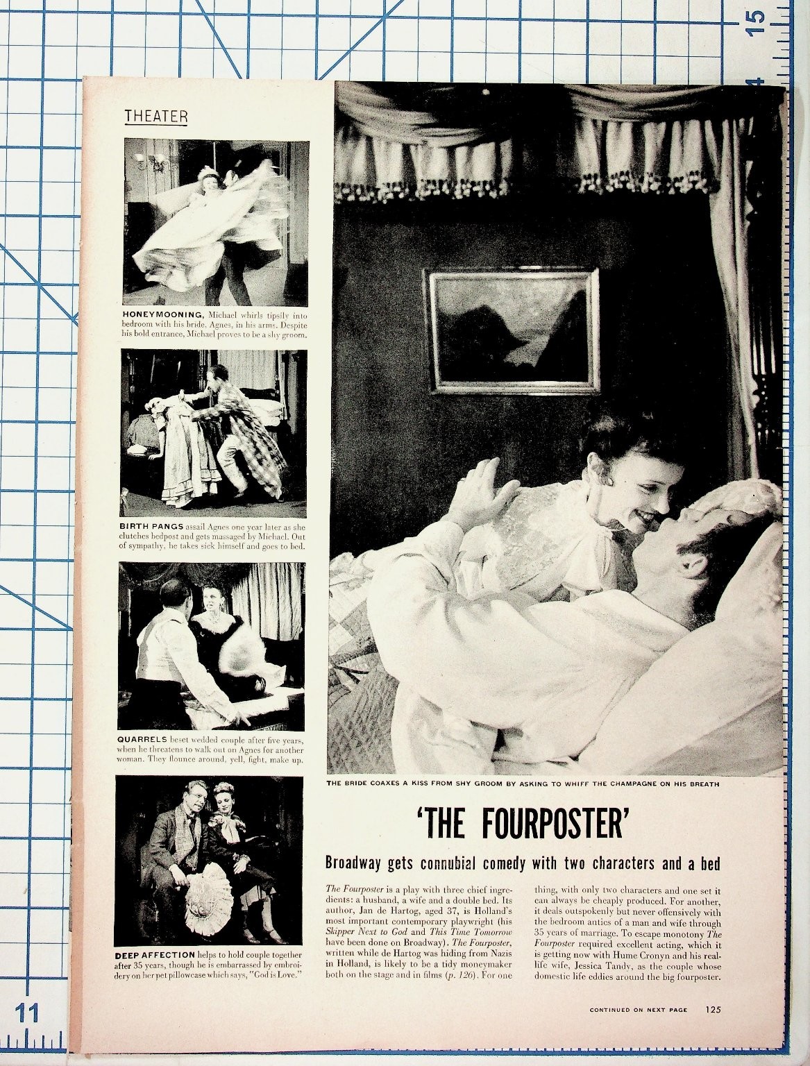 1950s The Fourposter Play Article Jessica Tandy Hume Cronyn Magazine Page 1950s The Fourposter Play Article Jessica Tandy Hume Cronyn Magazine Page