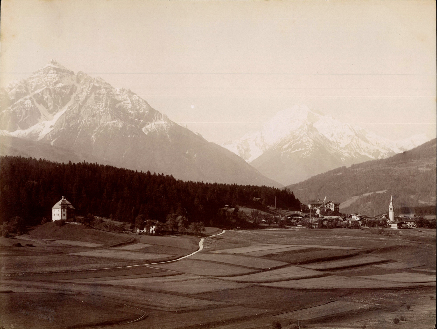 Austria, Innsbruck, view Igls, view of the village with Serles and hawk Austria, Innsbruck, view Igls, view of the village with Serles and hawk