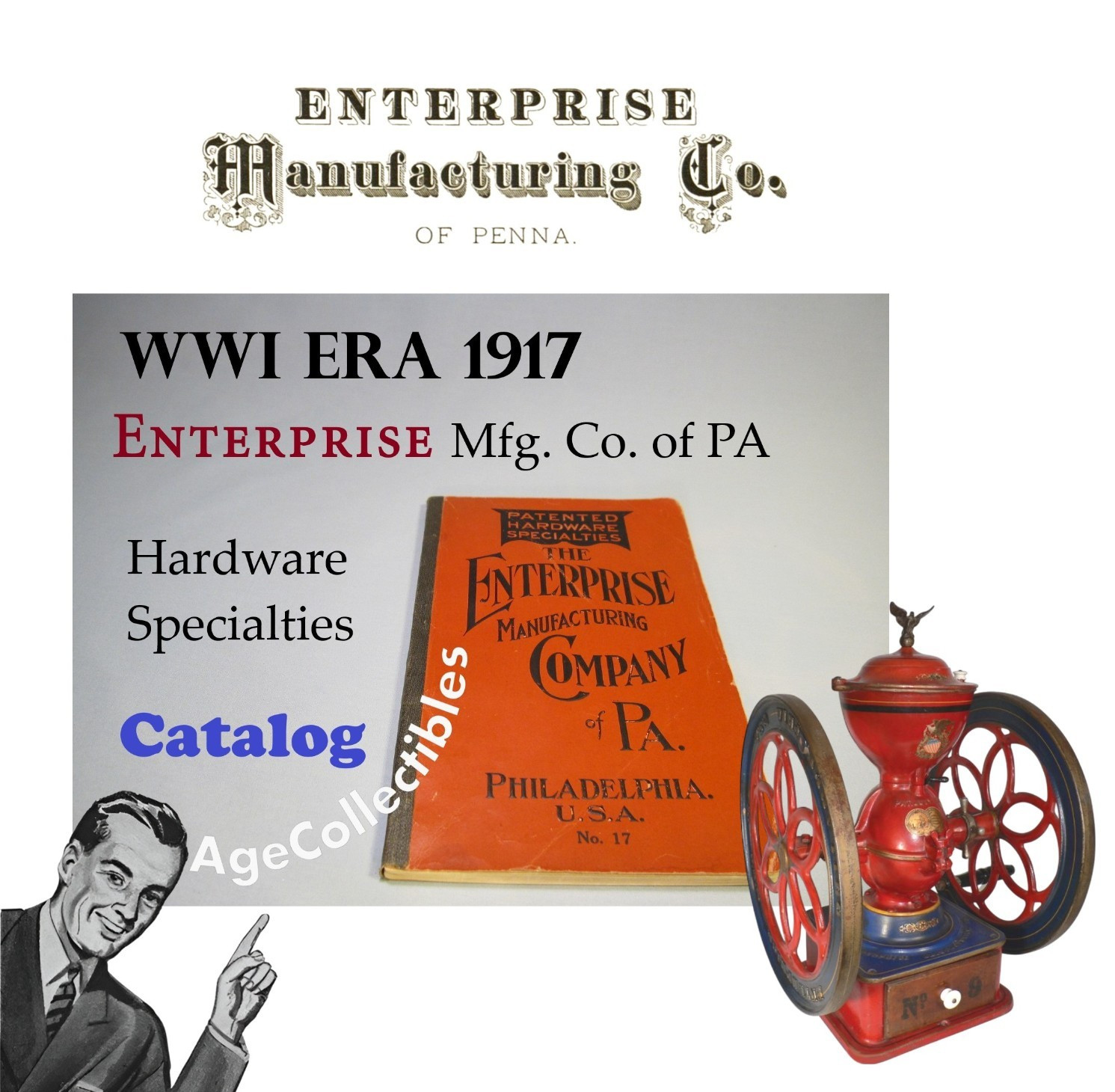WWI Era (1917) Antique Enterprise Mfg Coffee Grinder Hardware Catalog Price List WWI Era (1917) Antique Enterprise Mfg Coffee Grinder Hardware Catalog Price List