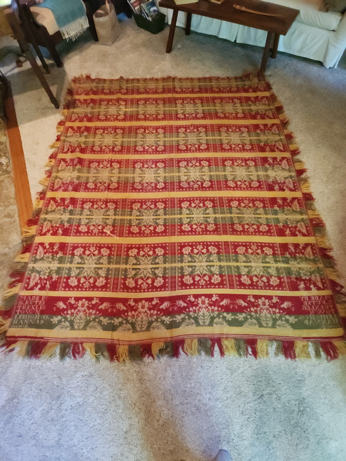 1843 Coverlet Made by S. Kuter Trexlertown Lehigh Co. - 