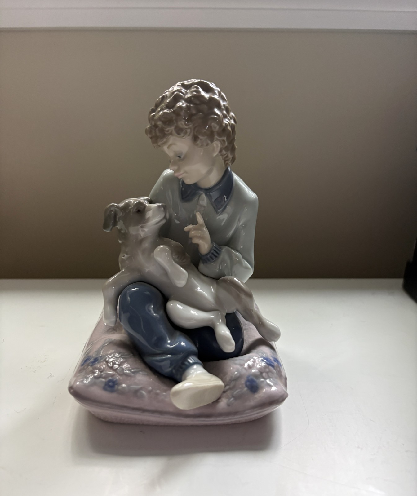 Lladro “Behave” #5703 Boy with Dog Figurine - Perfect Lladro “Behave” #5703 Boy with Dog Figurine - Perfect