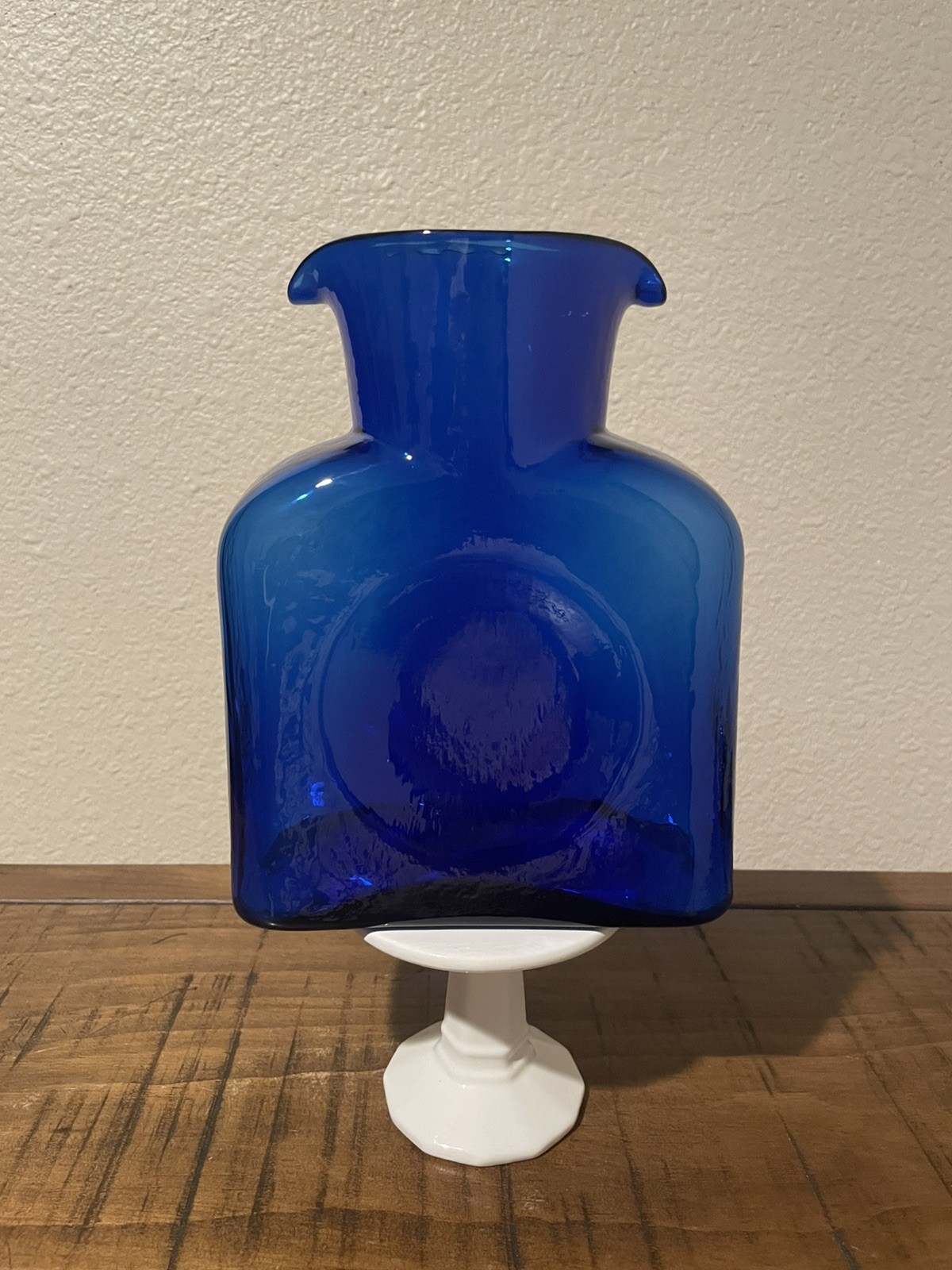 Vintage Blenko Cobalt Blue 384 Double Spout Water Bottle