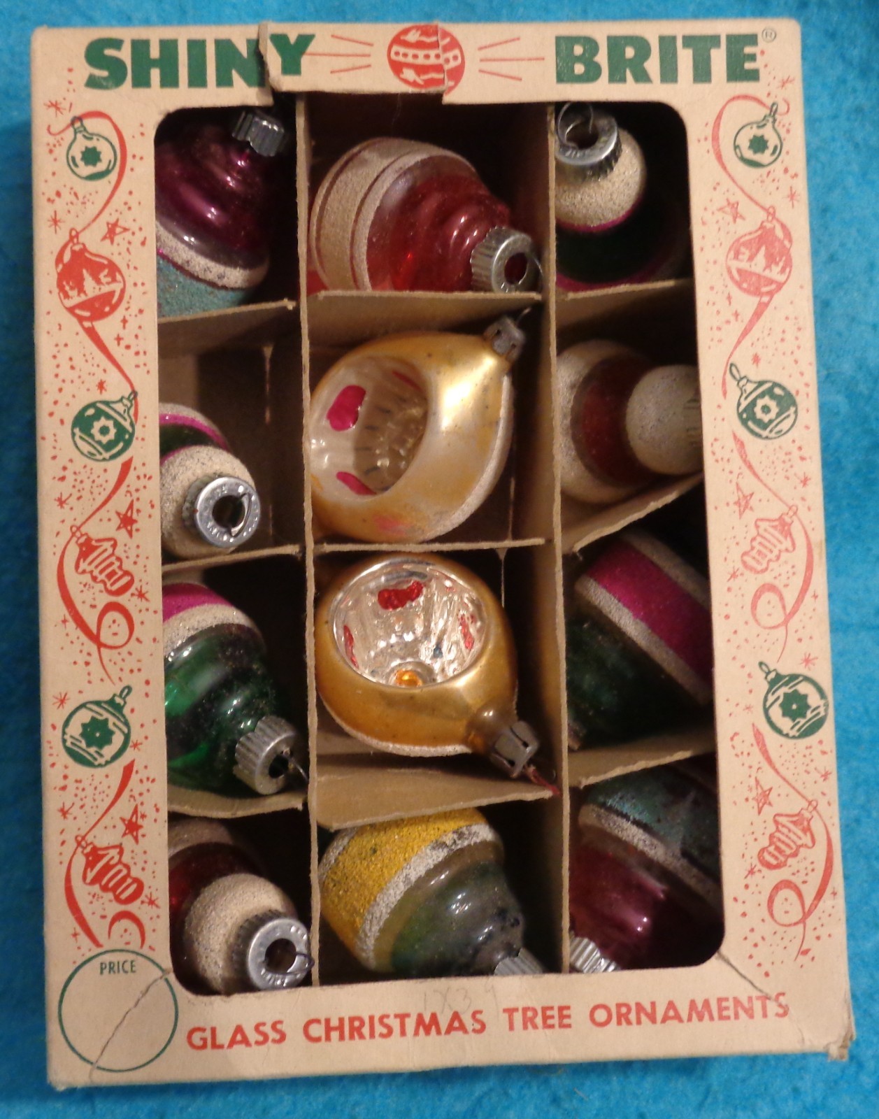 12 Vintage Christmas Ornaments Most Shiny Brite With Box