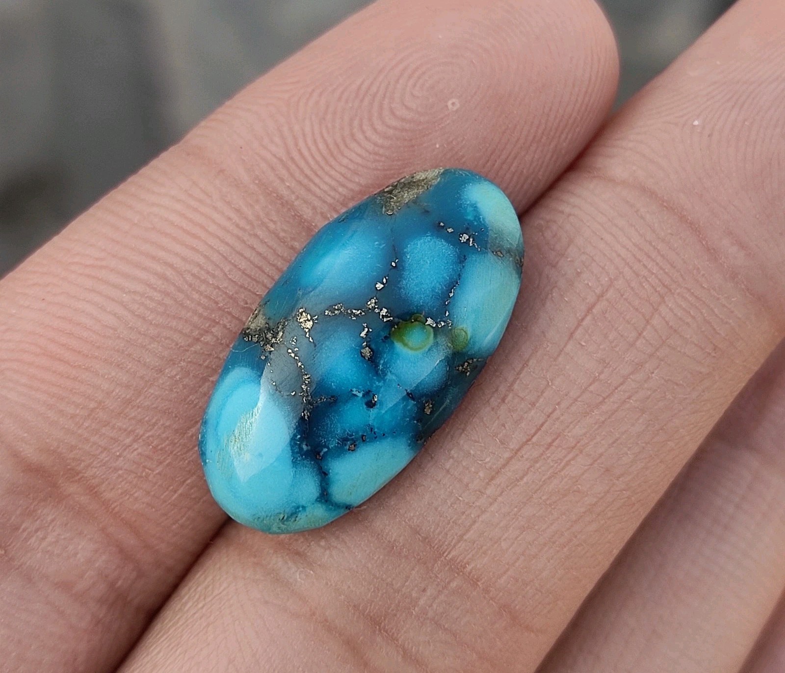 15 Ct Aesthetic Natural Persian Turquoise Cabochon With Pyrite Combination 