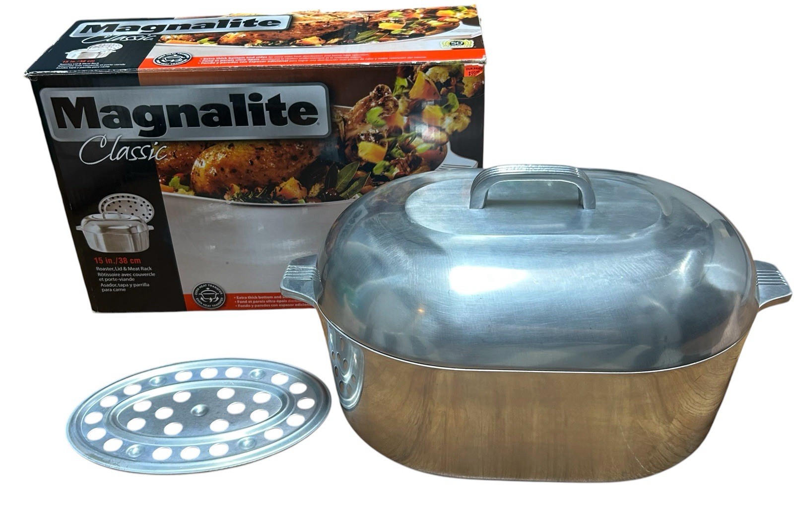 Magnalite Classic Roaster w/Meat Rack No. 4265 ( New Open Box ) 8 qt. 15 ½ inch Magnalite Classic Roaster w/Meat Rack No. 4265 ( New Open Box ) 8 qt. 15 ½ inch