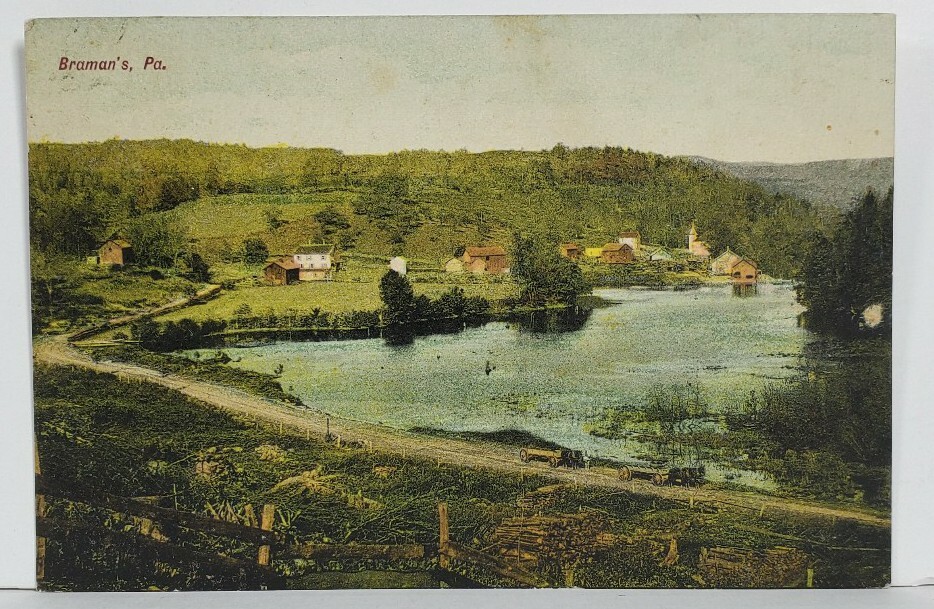 Braman\'s Pa Wayne County Penna c1913 to Hancock NY Postcard M19 Braman\'s Pa Wayne County Penna c1913 to Hancock NY Postcard M19