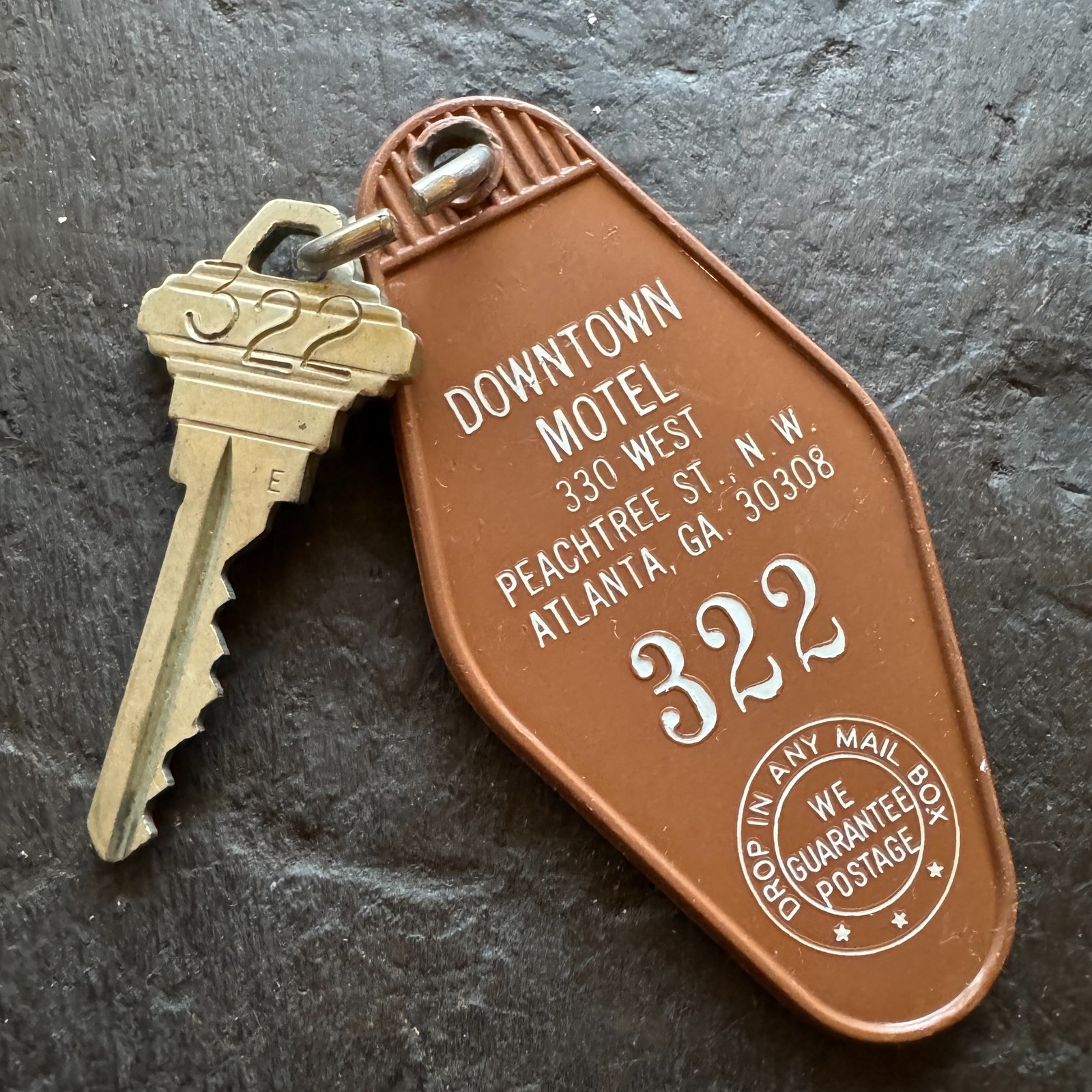 Vtg Downtown Motel / Hotel Key w/ Fob - Atlanta, Georgia - GA