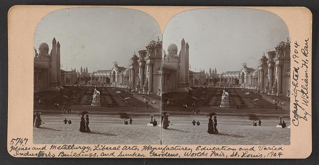 Photo:St. Louis MO 1904 World\'s Fair Sunken Gardens Buildings Stereo View