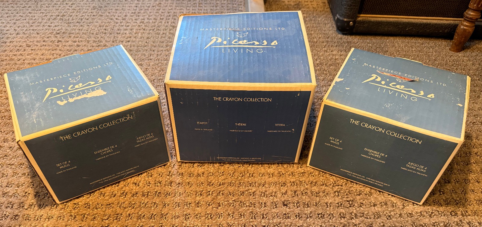 1996 Picasso Living Masterpiece - Set of 8 Coffee/Tea Mugs & Teapot - NIB