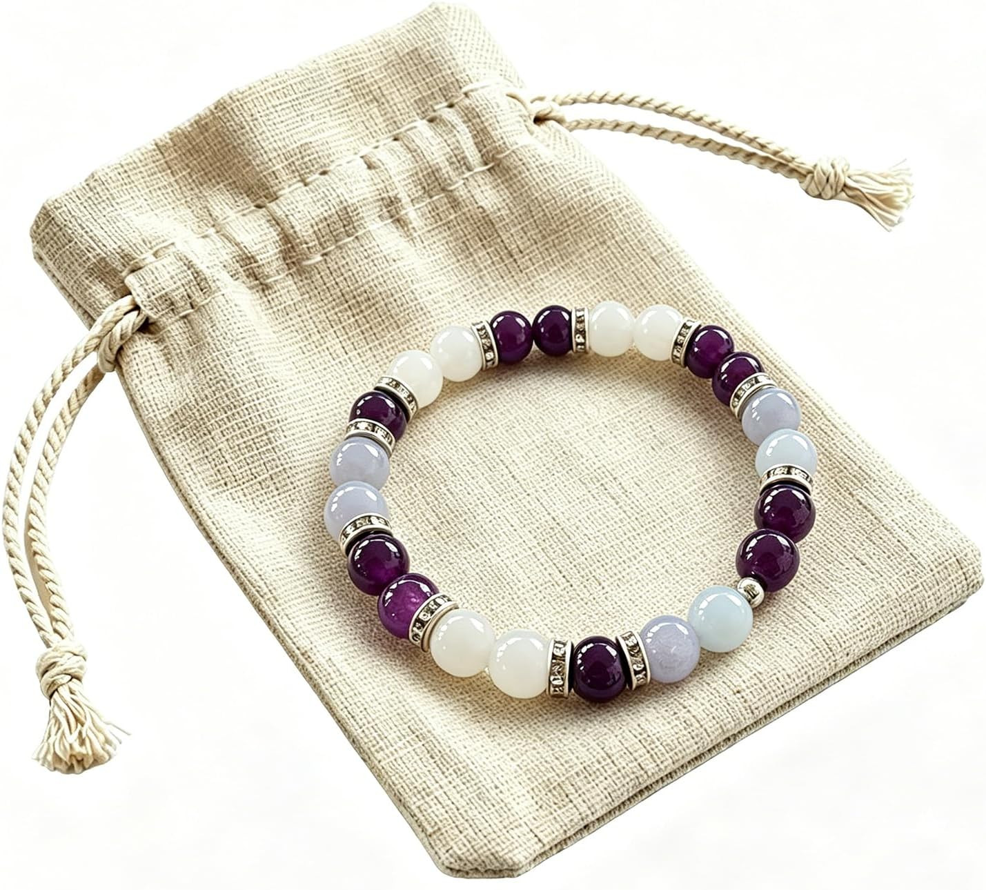Menopause Bracelet for Women - Natural Crystal Elastic Bracelet, Hot Flashes & A