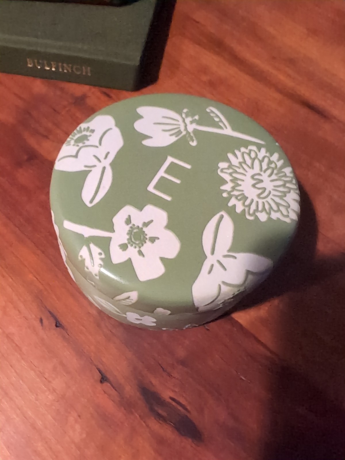 Anthropologie Trinket Dish E Green Floral Design Ceramic Anthropologie Trinket Dish E Green Floral Design Ceramic