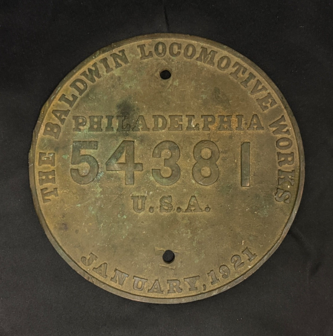 Antique Baldwin Locomotive Works Builder Plate #54381 Jan 1921 Southern Pacific Antique Baldwin Locomotive Works Builder Plate #54381 Jan 1921 Southern Pacific