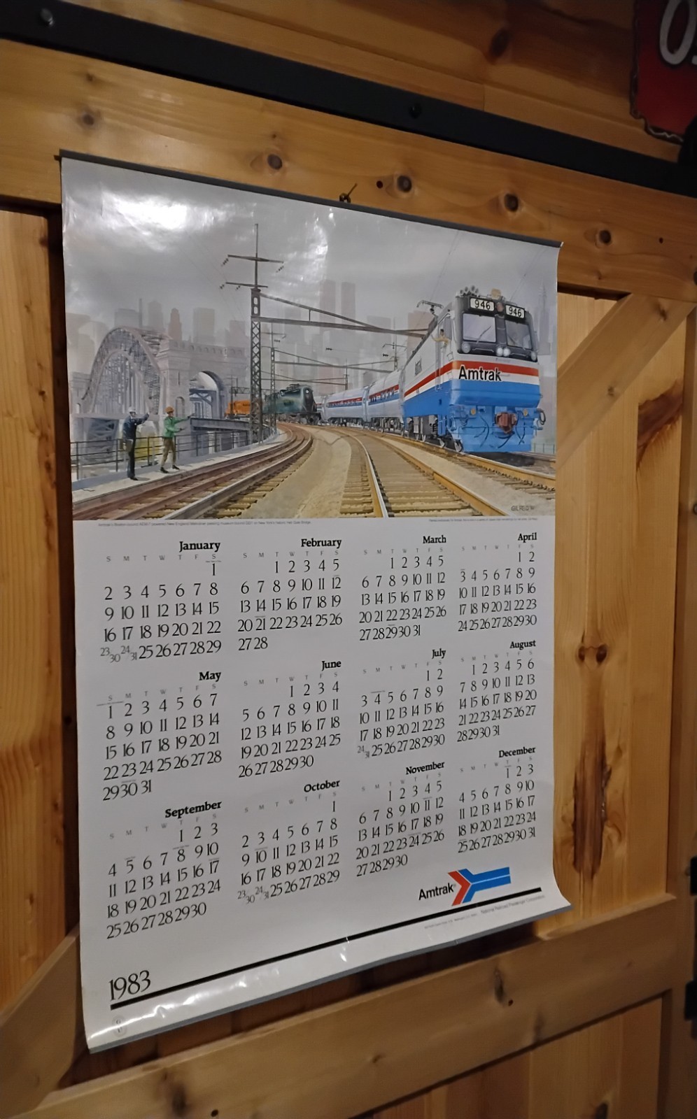 Vintage 1983 Amtrak calendar, \