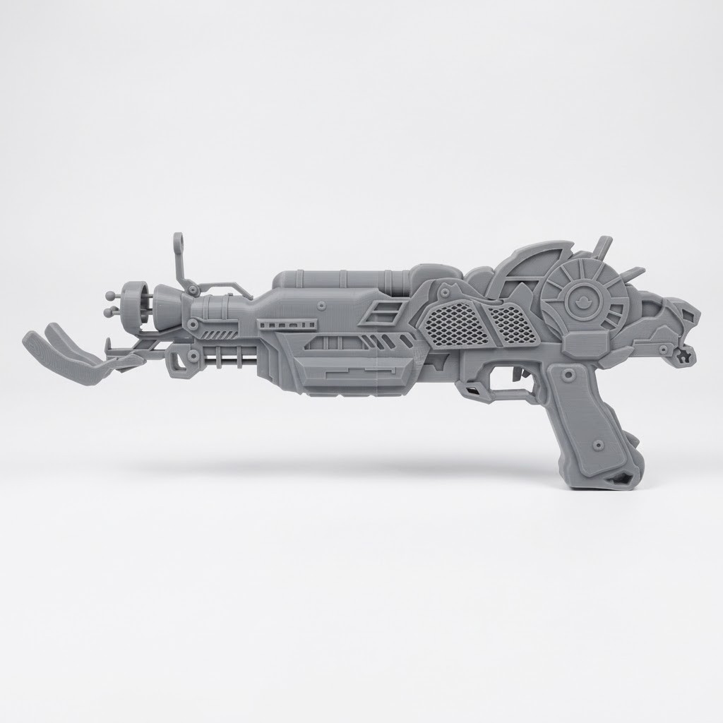 Sci-Fi Ray Gun Prop 20 Inch Energy Blaster Replica Cosplay 3D Printed Gray